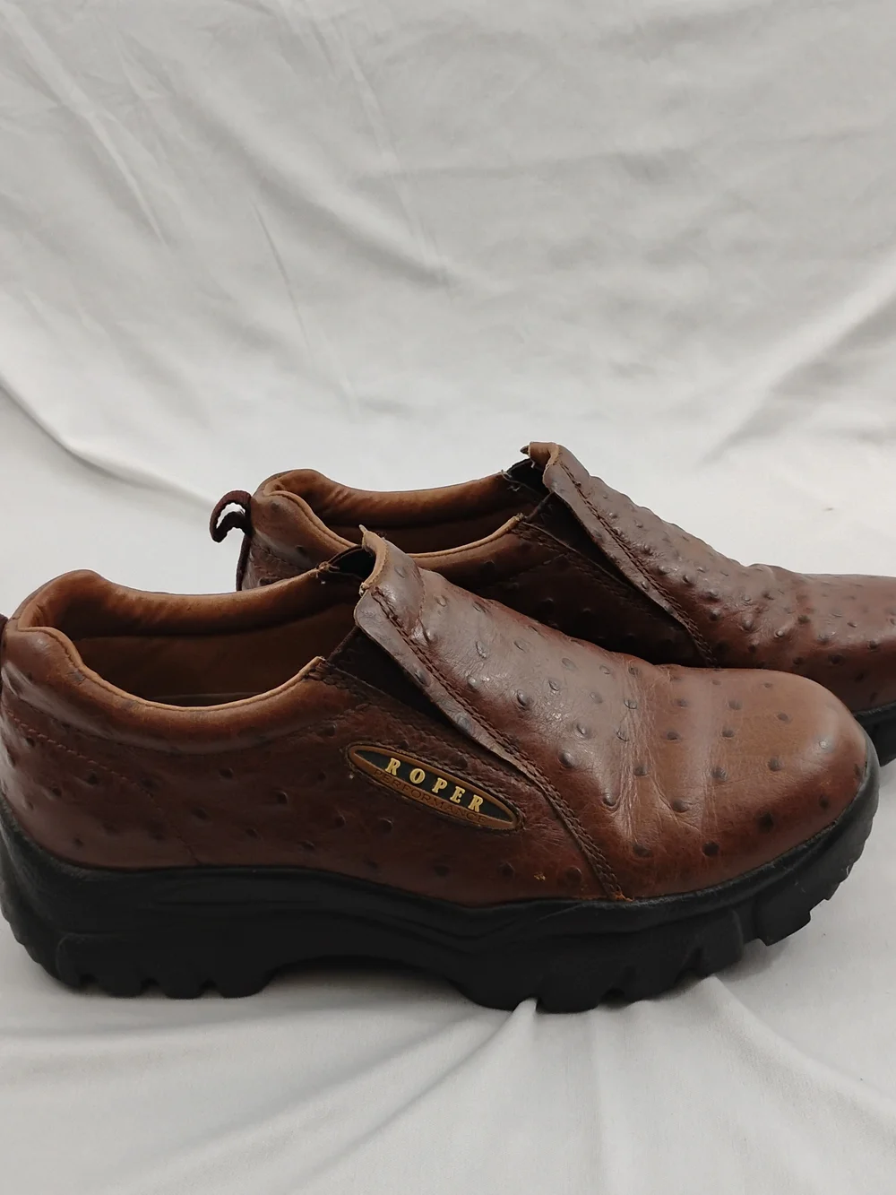 Roper Men's Brown Leather Slip-On Shoes Size 8